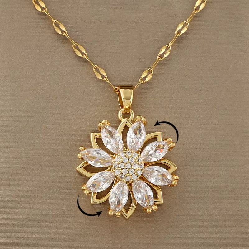 Rotating Sunflower Pendant Necklace 2.0